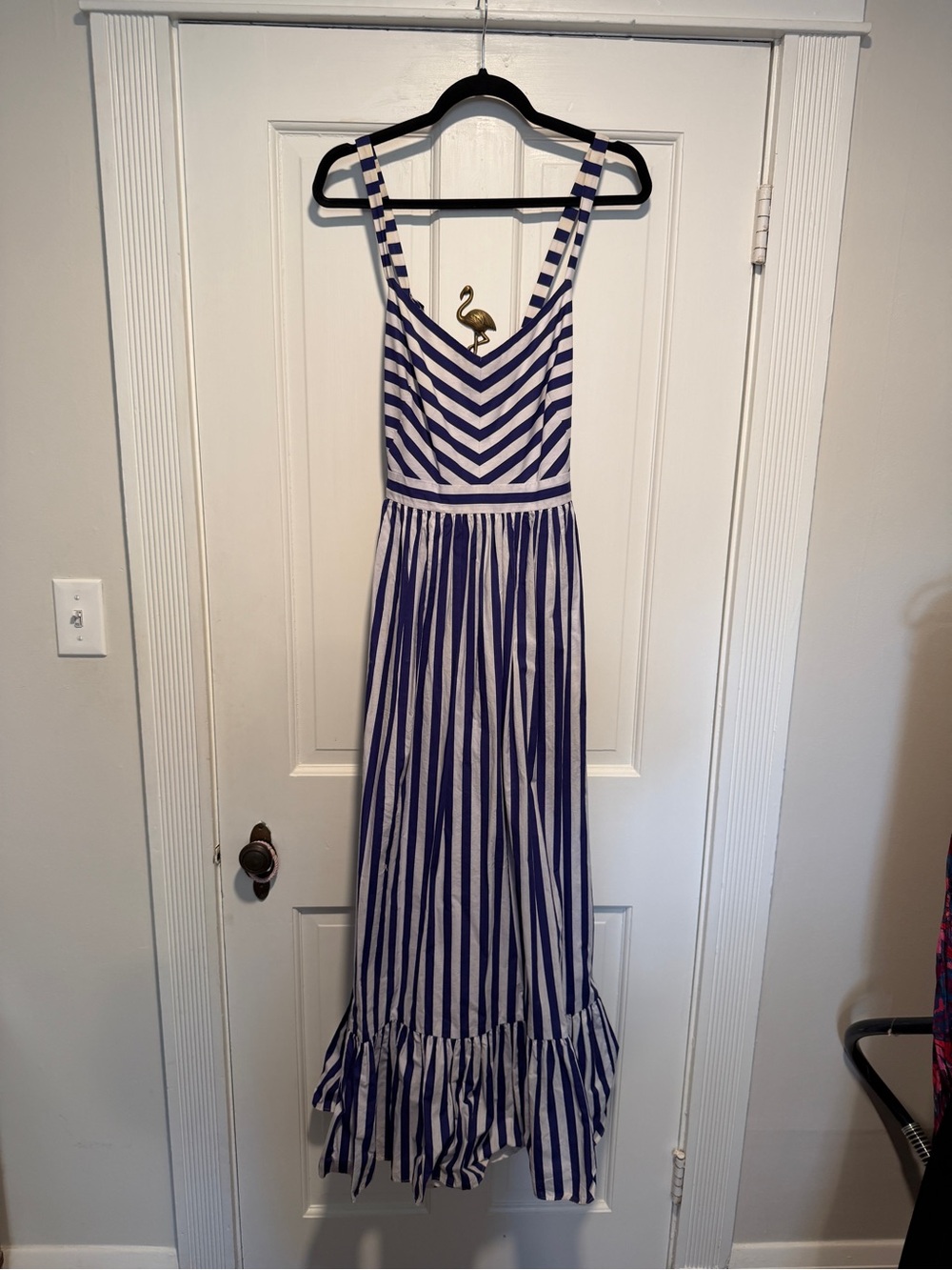 J.Crew Sleeveless Navy and White Striped Maxi Dress Sz 12